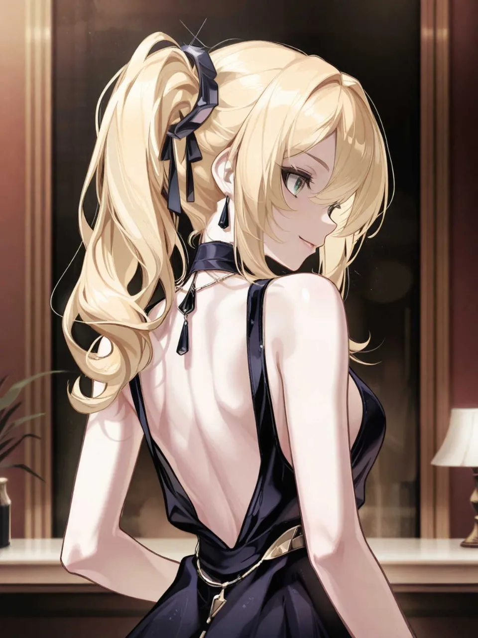 ミッドナイト・ベルベット —彼女の背中が語る秘密— — 21th Rico💖🌟🌟✨️さんのAIイラスト