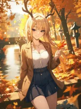 奈良の鹿·紅葉をねだる の投稿作品