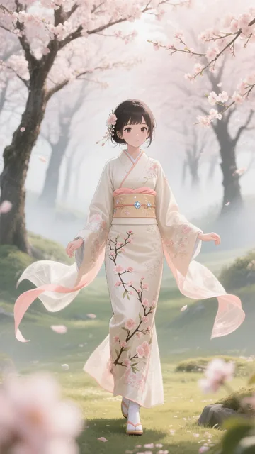 春霞の庭園・着物乙女