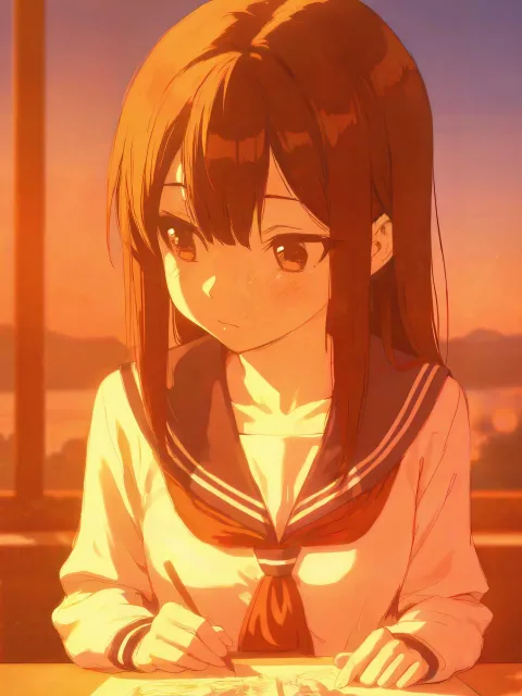 夕日とスケッチブック