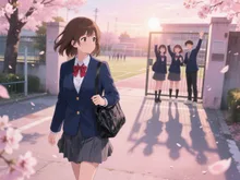 一人で歩く帰宅部,応援する友達（２,３人）