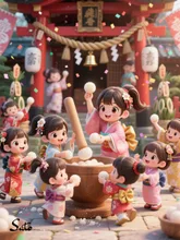 みんなで餅つき
