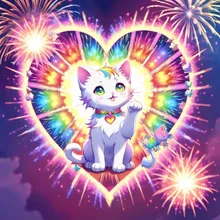 虹色子猫 18枚の絵 よくばりハート！ねこの日常