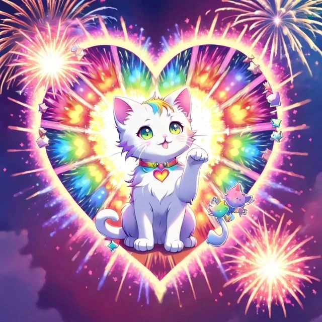 虹色子猫 18枚の絵 よくばりハート!ねこの日常