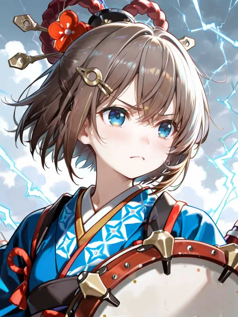 1girl、solo、blush、short_hair - 雷神