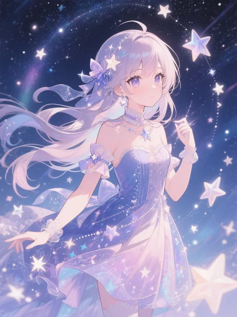 きらめきガール、星の光、幻想的な空気、ロマンチックな雰囲気