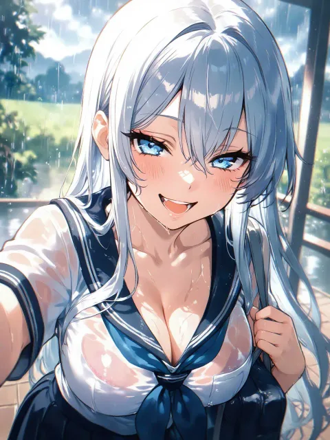 お、いいとこ来た、カサ入れてよ