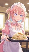 私が作ったご飯食べてね💕 — メイド凛々さんのAIイラスト