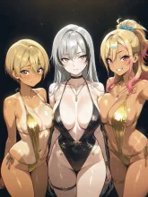 ギャル3人組(2枚) — 怠け者さんのAIイラスト