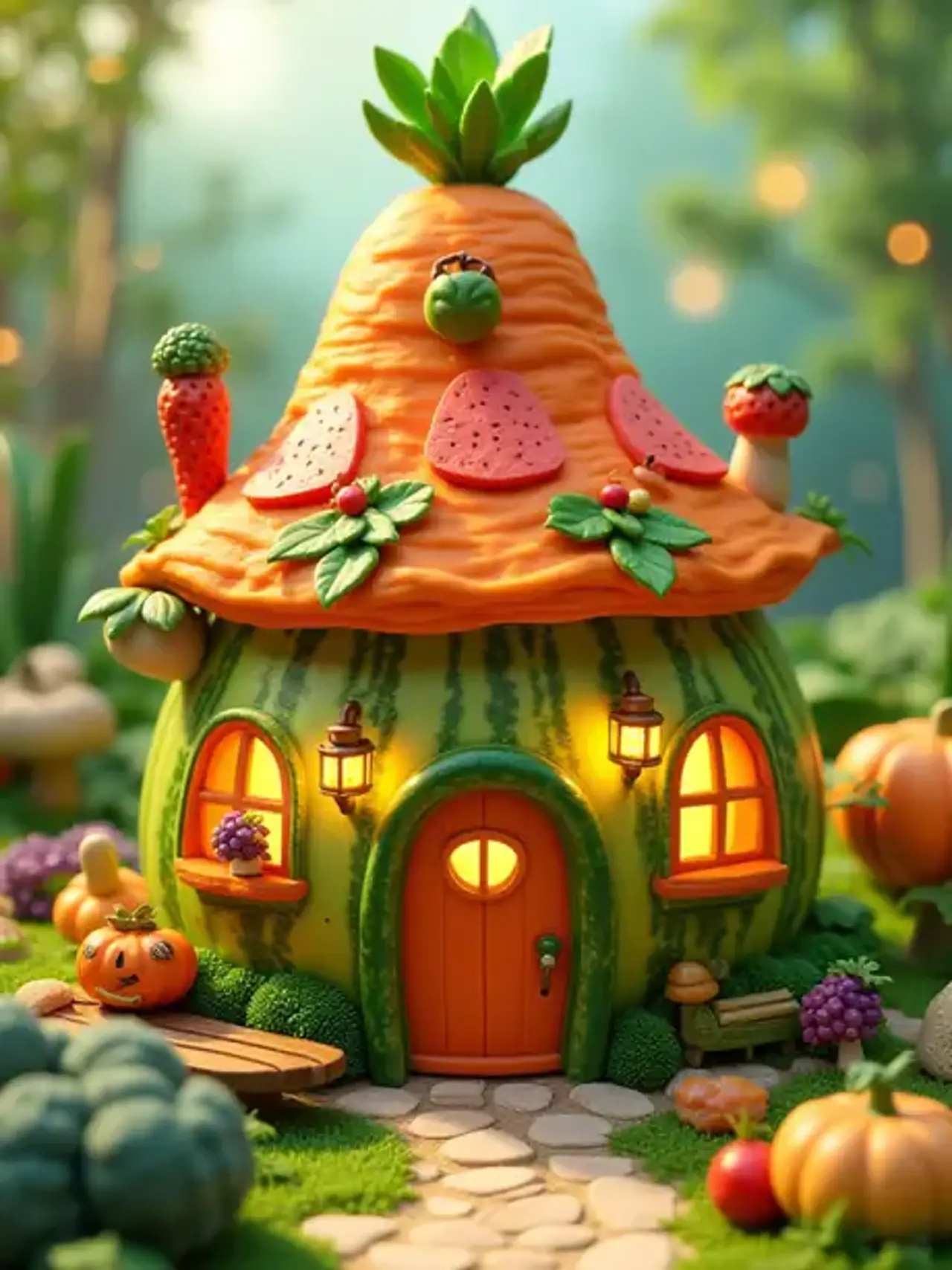 "Where veggies giggle and fruits sing—step into a garden cot…