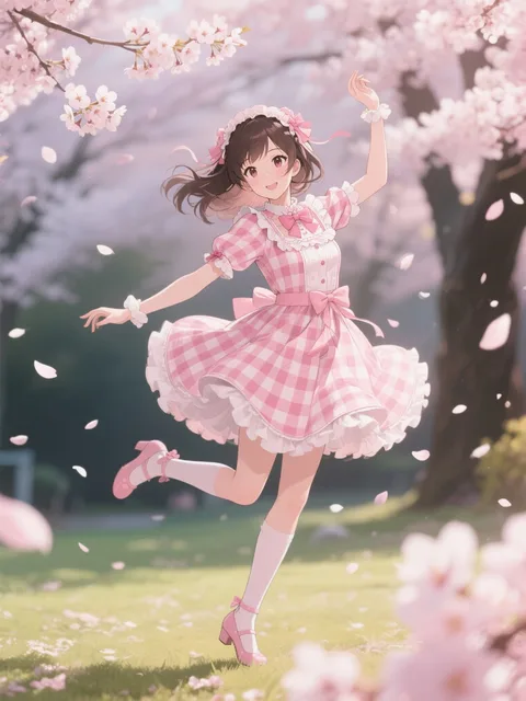 桜が散るなかで - 今日のコーデ