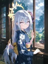 梅雨の庭を眺めて