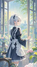 雨の日のメイドさん — たんこぶさんのAIイラスト