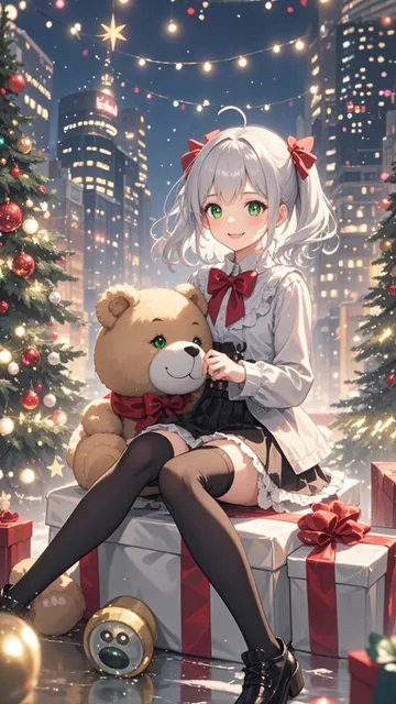 クリスマスイルミが瞬く街並み