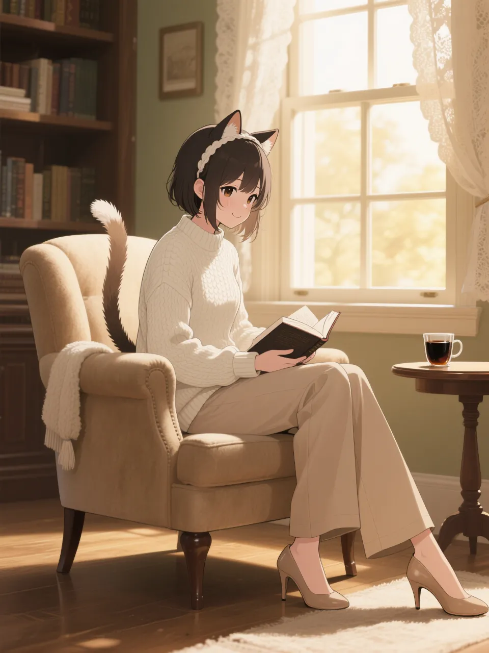 エレガント読書 — れいんさんのAIイラスト