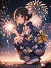 記憶の中の夏 — 線香花火イラストのAIイラスト|SUPPART