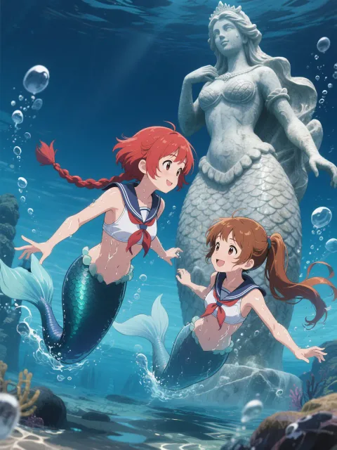 双子と人魚姫の秘密の像