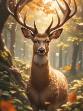 紅葉の鹿