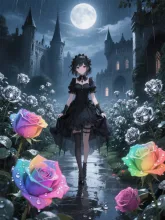 雨上がりの古城の銀の薔薇