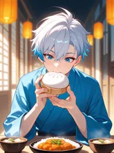 肉まんを食べる男子 — タクさんのAIイラスト