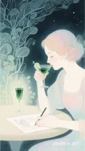 カクテル🍸噛みながらナイト・スケッチに参加する女性