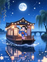 屋形船の芸者美人·夏の宵の屋形船 の投稿作品