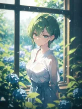 紫陽花畑と — 花畑イラストのAIイラスト｜SUPPART