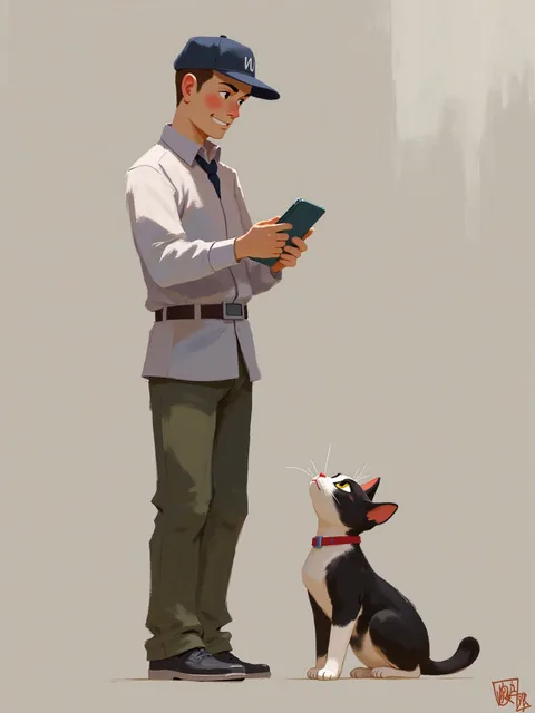 人を見上げる猫