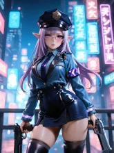 不夜城の守護者 — 夜の街イラストのAIイラスト|SUPPART
