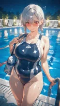 真夏のナイトプール·ネオン輝く夜のプール の投稿作品