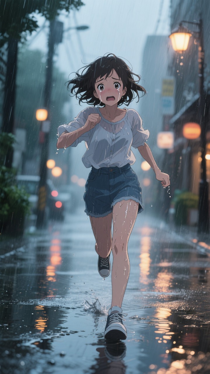雨の中を無心で走る