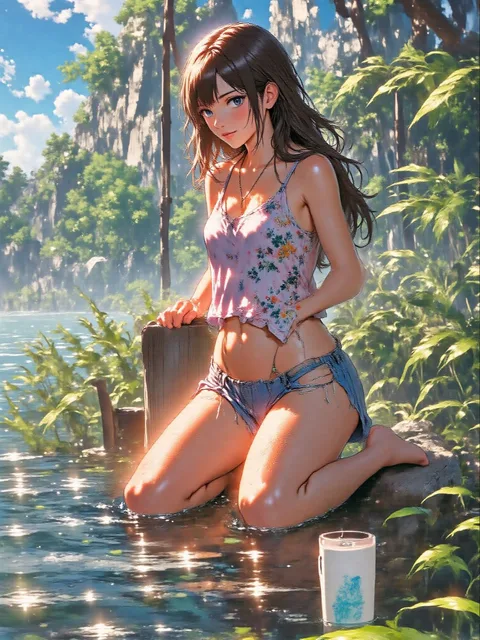 サバイバル番組超セクシーな女子アナがセクシーポーズをする