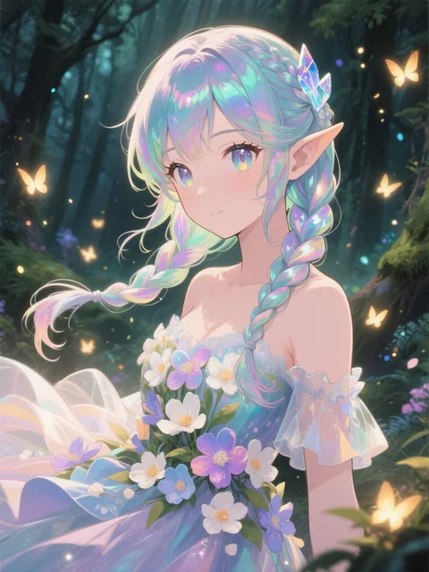 A beautiful elf girl with… - カラフルヘアガール