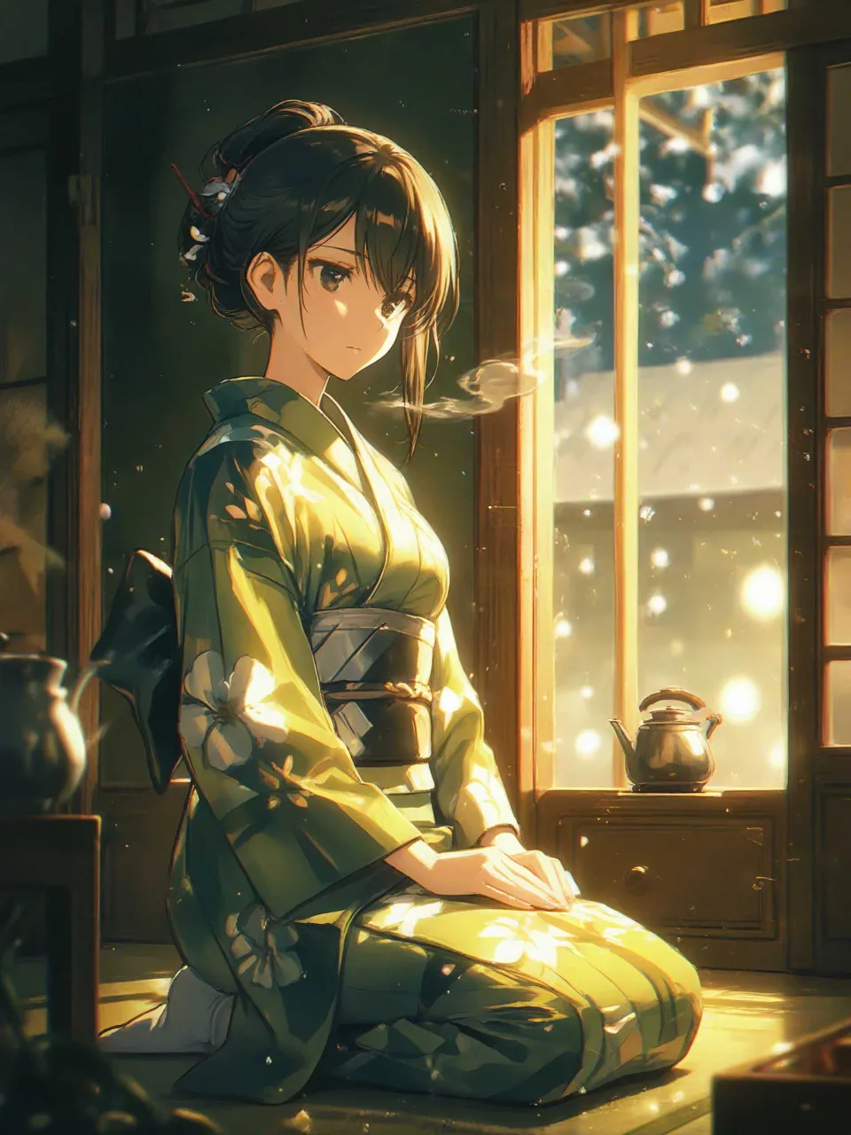 「（立ったら絶対こける…）」