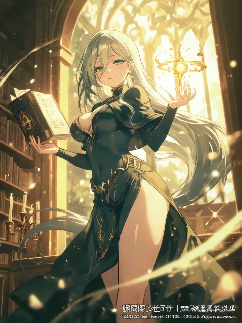 fantasy library magician girl - 図書館の魔法使い