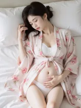 浴衣を着た妊婦さん！ベッドの上で…💫🥰