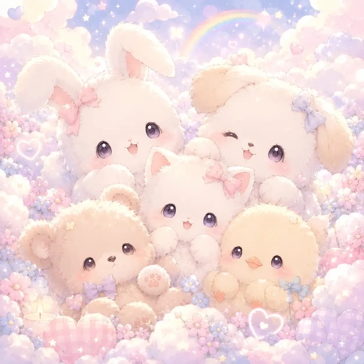もふもふな動物たち☁️💗 — ぴつさんのAIイラスト