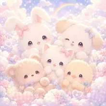 もふもふな動物たち☁️💗 — ぴつさんのAIイラスト