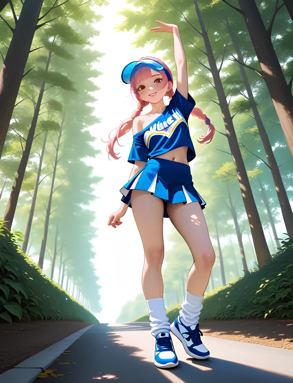 みつ編みツインテールのチアガール！…桃