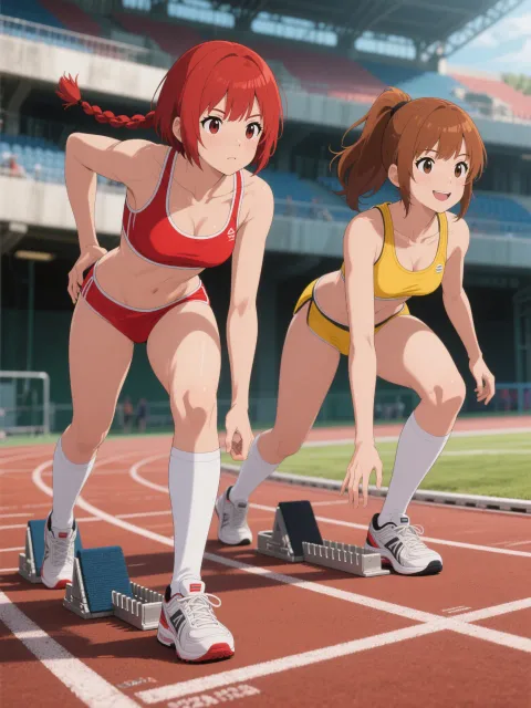 双子とクラウチングスタート