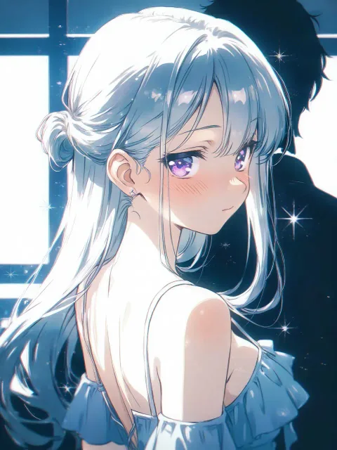 silver hair、long hair updo - うなじ