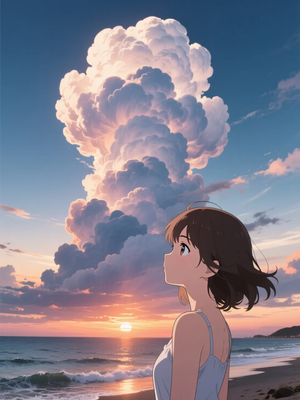 夕焼けと入道雲