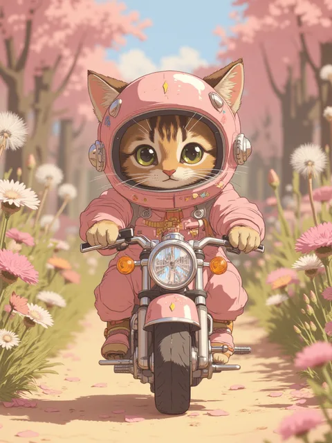 With my tiny motorcycle cruising through the flower fields,…