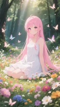 ピンク髪乙女💕美しい花に囲まれて❤️