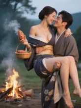 焼き芋と女性