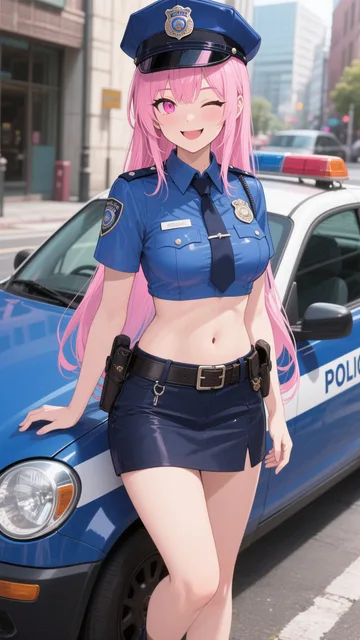 ピンク髪娘💕悪い子は逮捕しちゃうぞぉ💕