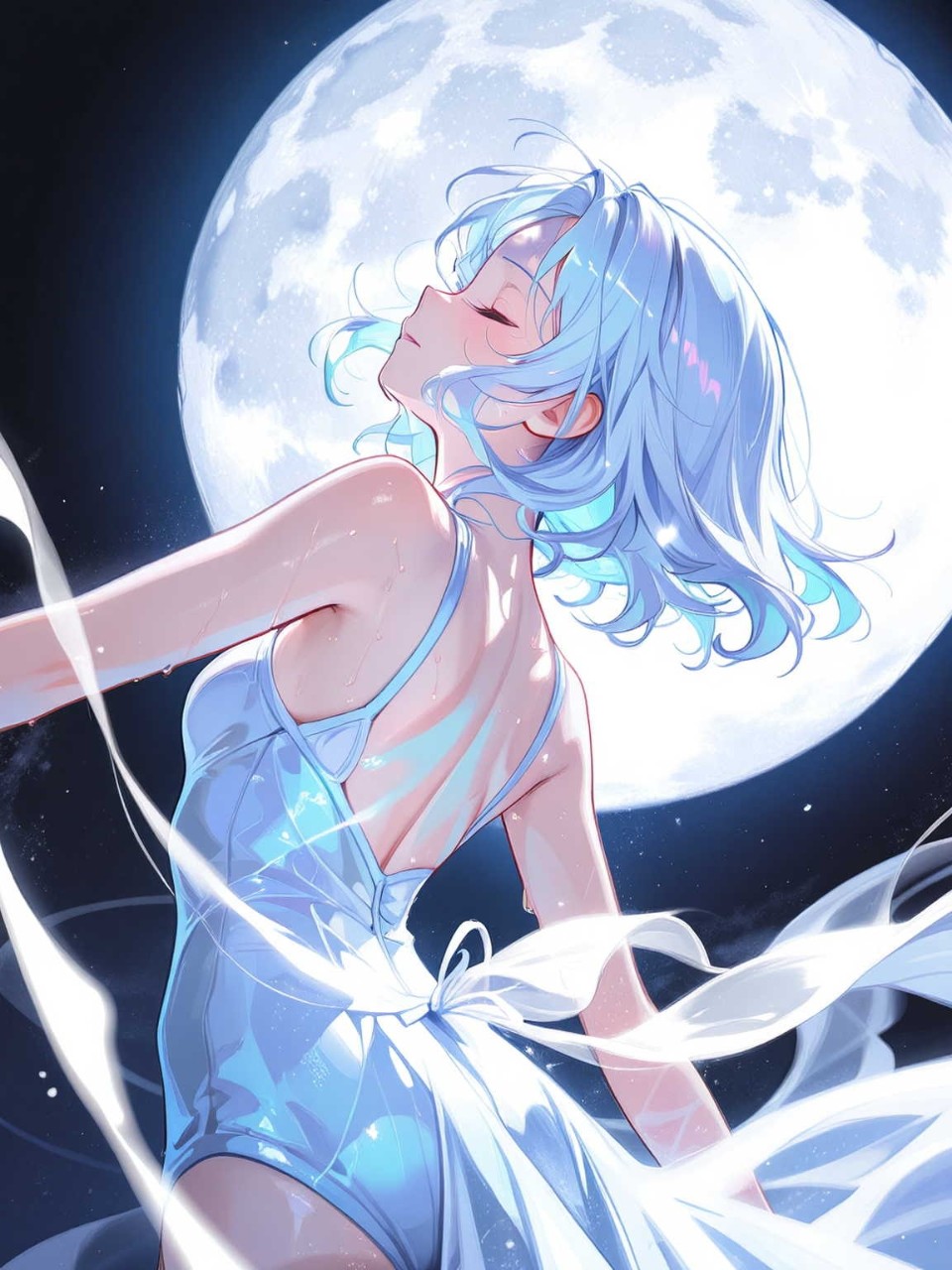 月を感じながら。 — レッドムーンさんのAIイラスト