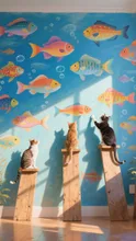 泳ぐ魚に手を伸ばして