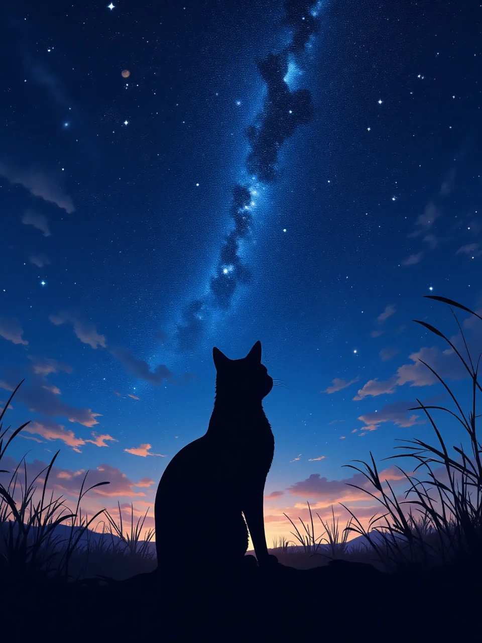 星降る夜空 猫