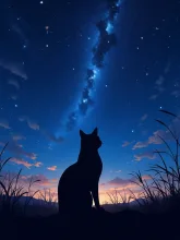 星降る夜空 猫